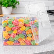 Kit 3 Potes Acrílico Cereais Multiuso Quadrado 3,3 Litros