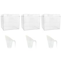 Kit 3 Potes Acrílico Quadrado com Tampa 3,3l + Conchas 300ml