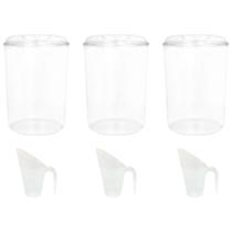 Kit 3 Potes Acrílico Redondo com Tampa 12lts + Conchas 600ml Kit 3 Potes Acrílico Redondo com Tampa 12lts + Conchas 600ml