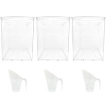 Kit 3 Potes Acrílico Retangular c/ Tampa 36l + Conchas 600ml Kit 3 Potes Acrílico Retangular c/ Tampa 36l + Conchas 600ml