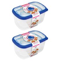 Kit 3 potes alimentos mantimentos geladeira freezer microondas vasilha plástica marmita sanremo flor