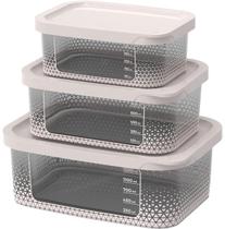 Kit 3 Potes Alimentos Transp. Retangular P/M/G Com Tampa