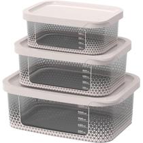 Kit 3 Potes Alimentos Transp. Retangular P/M/G Com Tampa