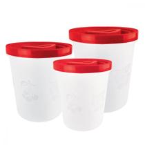 Kit 3 Potes Altos Paris Plásticos Fosco Copos com Tampa Pote Redondo Organizador Porta Alimentos Bebidas Resistente