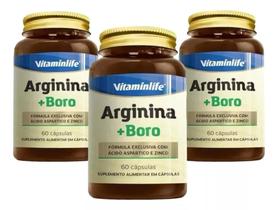 Kit 3 potes Arginina + Boro Ácido Aspártico Zinco (180 capsulas) - Vitaminlife