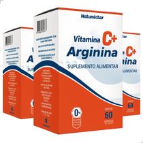 Kit 3 Potes Arginina Vitamina C Suplemento Alimentar Natural 100% Puro Original Natunéctar 180 Cápsulas