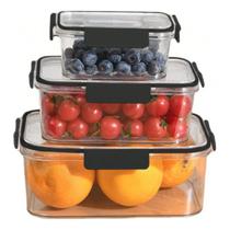 Kit 3 Potes Armazenamento De Alimento Marmita Hermético