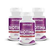 Kit 3 potes biotina pura 150% idr 180 caps de 500mg metalab