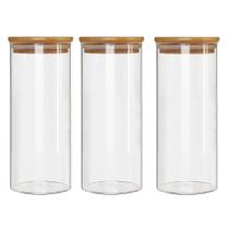 Kit 3 Potes Borossilicato Hermético Tampa Bambu 1800ml Class Kit 3 Potes Borossilicato Hermético Tampa Bambu 1800ml Class
