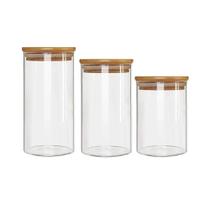Kit 3 Potes Borossilicato Hermético Tampa Bambu Class Home Kit 3 Potes Borossilicato Hermético Tampa Bambu Class Home