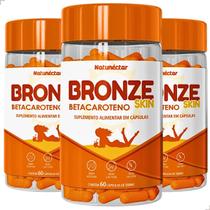 Kit 3 Potes Bronze Skin 180 Capsulas Beta Caroteno Suplemento Alimentar Bronzeamento Natural Betacaroteno