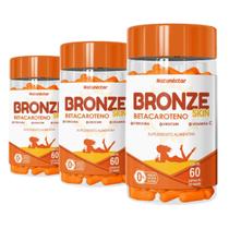 Kit 3 Potes Bronze Skin Betacaroteno Suplemento Alimentar Bronzeamento Natural Óleo de Cenoura Urucum Natunectar 180 Capsulas
