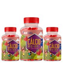 Kit 3 Potes Cálcio Kids Capsulas Sabor Morango 600mg Medcombo