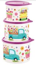 Kit 3 Potes Caminho Das Flores Tupperware Kit 3 Potes Caminho Das Flores Tupperware