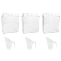 Kit 3 Potes Cereais Retangular c/ Tampa 1,5l+ Conchas 300ml