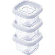 Kit 3 Potes Clic Quadrado 200ml 10x9x9cm Kit 3 Potes Clic Quadrado 200ml 10x9x9cm