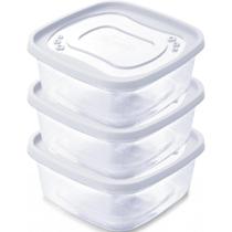 Kit 3 Potes Clic Quadrado 580ml 14x14x10cm Kit 3 Potes Clic Quadrado 580ml 14x14x10cm