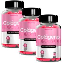 Kit 3 Potes Colágeno Hidrolisado Tipo 1 Suplemento Natural Vitamina 100% Em Pó Puro Natunectar 180 Capsulas Renova Zero Lactose Protein