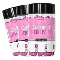 Kit 3 Potes Colágeno Hidrolisado Tipo 1 Suplemento Natural Vitamina 100% Em Pó Puro Natunectar 180 Capsulas Renova Zero Lactose Protein