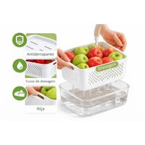 Kit 3 Potes com Sistema de Drenagem e Tampa Hermética para Geladeira