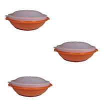 Kit 3 Potes com tampa de plástico para cozinha