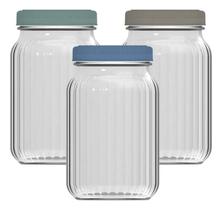 Kit 3 Potes Com Tampa Porta Condimentos Temperos 1L Sortidos