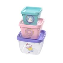Kit 3 Potes Conjunto Infantil Lanches Papinha Plasutil Kit 3 Potes Conjunto Infantil Lanches Papinha Plasutil