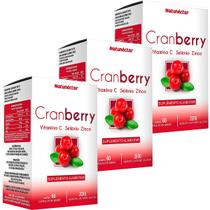 Kit 3 Potes Cranberry Suplemento Fruta Natural Concentrado 500mg Extrato Seco Original 100% Puro Vitamina C Selênio Zinco Natunéctar 180 Cápsulas