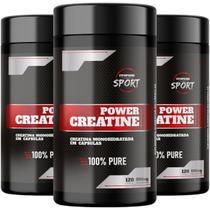Kit 3 Potes Creatina Monohidratada Power Creatine 120 Cápsulas Fitoprime
