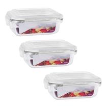 Kit 3 Potes De 1520 Ml Com Tampa Trava Hermética Para Alimentos
