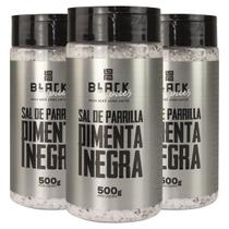 KIT 3 POTES DE SAL DE PARRILLA BLACK SPICES GOURMET 500g TEMPERO PRONTO PARA CHURRASCO