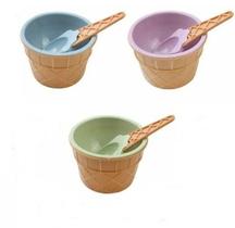 Kit 3 Potes de Sobremesa Casquinha De Sorvete com Colher Kit 3 Potes de Sobremesa Casquinha De Sorvete com Colher