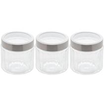 Kit 3 Potes de Vidro Borossilicato Porta Mantimentos Lyor 870ml cada Tampa Inox Sydney Kit 3 Potes de Vidro Borossilicato Porta Mantimentos Lyor 870ml cada Tampa Inox Sydney
