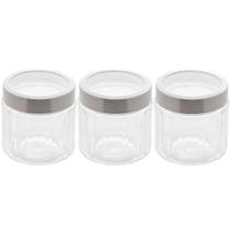 Kit 3 Potes de Vidro Borossilicato Porta Mantimentos Lyor 870ml cada Tampa Inox Sydney Kit 3 Potes de Vidro Borossilicato Porta Mantimentos Lyor 870ml cada Tampa Inox Sydney