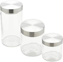 Kit 3 potes de vidro com tampa inox Kit 3 potes de vidro com tampa inox