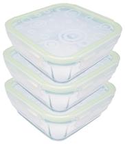Kit 3 potes de vidro hermético 760ml c/ tampa p/ mantimentos
