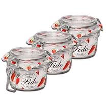 KIT 3 Potes de Vidro Hermético Original FIDO Terrina 125 ml 80 mm Multiuso KIT 3 Potes de Vidro Hermético Original FIDO Terrina 125 ml 80 mm Multiuso