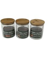 Kit 3 Potes de Vidro Hermético Redondo com Tampa de Bambu 800 ml