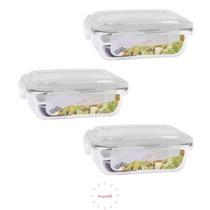 Kit 3 Potes de Vidro Marmita Fit Tampa Plast 4 Travas 1040ml Kit 3 Potes de Vidro Marmita Fit Tampa Plast 4 Travas 1040ml