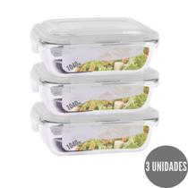 Kit 3 Potes de Vidro Marmita Fit Tampa Plastica 4 Travas 1040ml Kit 3 Potes de Vidro Marmita Fit Tampa Plastica 4 Travas 1040ml