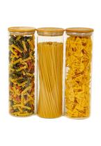 Kit 3 Potes De Vidro P/ Mantimentos 2L c/ Tampa Bambu Oikos