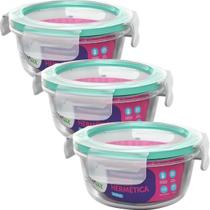 Kit 3 Potes de Vidro Para Guardar Hermeticos Resistentes Varios Tamanhos