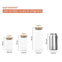 Kit 3 Potes de Vidro para Mantimento com Tampa de Bambu Circular 450/300/250mL - Oikos