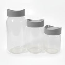 Kit 3 Potes De Vidro Para Mantimentos Temperos Tampa Hermética Kit 3 Potes De Vidro Para Mantimentos Temperos Tampa Hermética