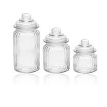 Kit 3 Potes De Vidro Porta Mantimento Tampa Hermética P M G