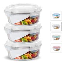 KIT 3 Potes de Vidro Redondo com Tampa Hermética 950ml