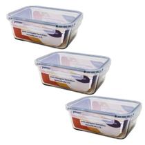 Kit 3 Potes De Vidro Refratário 1500ml Hermético Com Tampa - HomeBras Kit 3 Potes De Vidro Refratário 1500ml Hermético Com Tampa - HomeBras