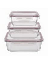 Kit 3 Potes De Vidro Retangular 600ml Hermético 4 Travas Marmita Para Microondas Kit 3 Potes De Vidro Retangular 600ml Hermético 4 Travas Marmita Para Microondas