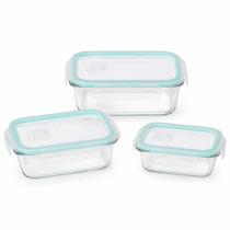 Kit 3 Potes de Vidro Retangulares com Tampa Hermética para Geladeira e Freezer Kit 3 Potes de Vidro Retangulares com Tampa Hermética para Geladeira e Freezer