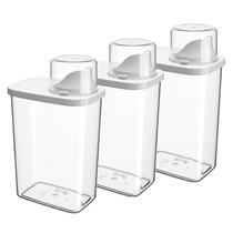 Kit 3 Potes Dispenser Mantimento 1,3L Transparente com Tampa